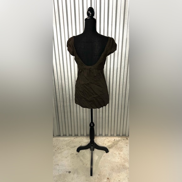 Women’s Theory Brown Linen Viscose Spandex Casual Designer Blouse Top Medium - Picture 2 of 4